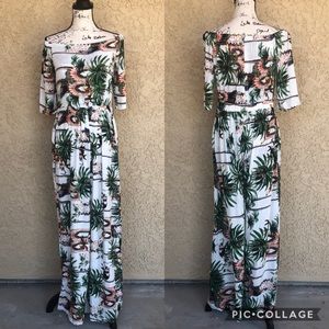 Jaase Tropical Print Off Shoulder Romper Size M
